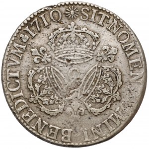 Francja, Ludwik XIV, Ecu 1710 C, Caen
