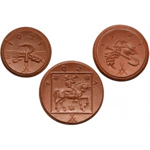 Miśnia, monety porcelanowe 1921 - zestaw (3szt)