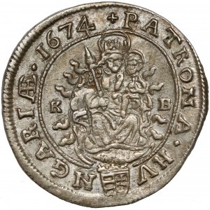 Węgry, Leopold I, 6 krajcarów 1674 KB, Kremnica