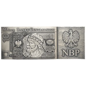 Plakieta 80-lecie Banku Centralnego w dedykowanym pudełku