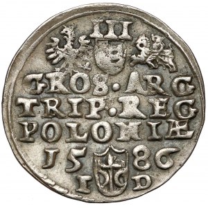 Stefan Batory, Trojak Olkusz 1586 - NH w otoku - rzadki