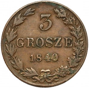 3 grosze 1840 MW, Warszawa