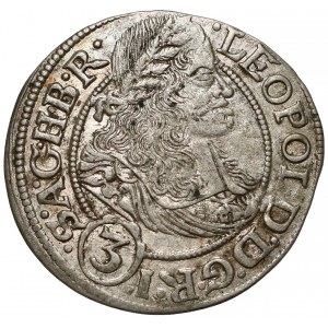 Śląsk, Leopold I, 3 krajcary 1667 SHS, Wrocław - szarfy