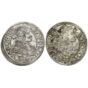 Śląsk, Leopold I, 3 krajcary 1666 i 1669 SHS, Wrocław (2szt)