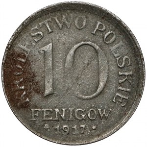 Królestwo Polskie, 10 fenigów 1917 - lekki offcenter
