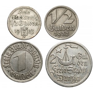 Wolne Miast Gdansk 1/2-2 guldena 1923-1932 - zestaw (4szt)