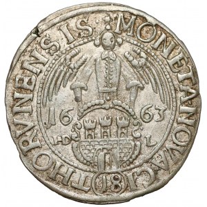 Jan II Kazimierz, Ort Toruń 1663 HD-L - tarcza wygięta - piękny