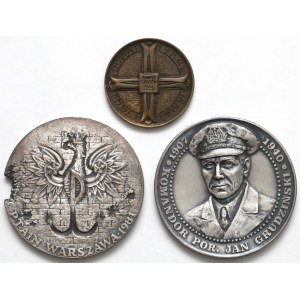 Medale Monte Cassino, Powstanie Warszawskie i Grudziński (3szt)