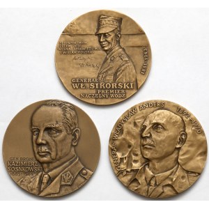 Medale Sikorski, Sosnowski i Anders (3szt)