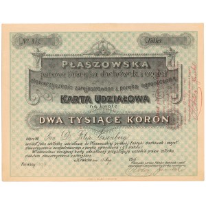 Płaszowska parowa fabryka dachówek i cegieł, Karta Udziałowa 2.000 kr 1906
