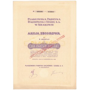 Płaszowska Fabryka Dachówek i Cegieł , 5x 200 zł 1926 - przewalutowana