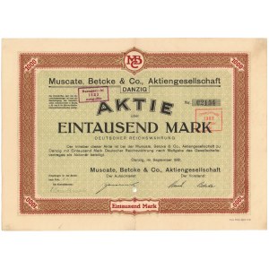 Gdańsk, Muscate, Betcke & Co., 1.000 mk 1921