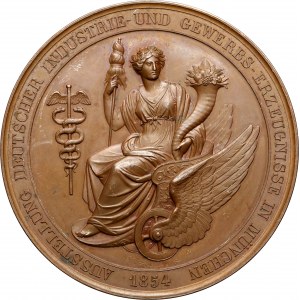 Niemcy, Bawaria, Maksymilian II, Medal 1854 - Nagroda Wystawy Przemysłowej