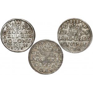 Zygmunt III Waza, Trojak 1588-1594, zestaw (3szt)