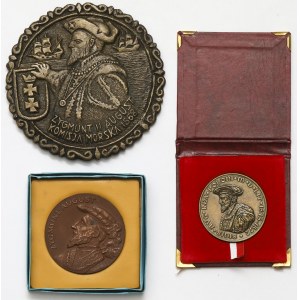 Plakiety i medal z Zygmuntem II Augustem (3szt)