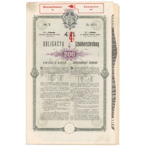 Lwów, 4.5% Pożyczka z roku 1900 po konwersji na 4% - 200 kr