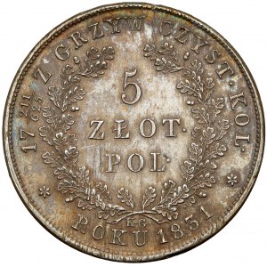 Powstanie Listopadowe, 5 złotych 1831 KG - b.ładna