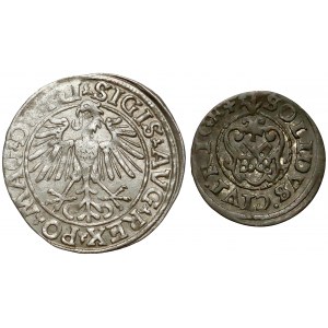 Zygmunt II August, Półgrosz 1548 + Szeląg Ryga 1641 Krystyny (2szt)