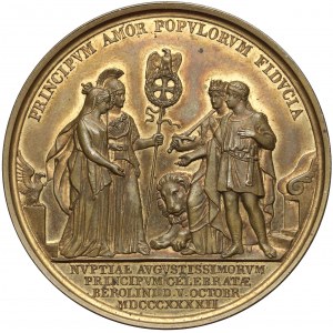 Niemcy, Bawaria, Ludwik I, Medal 1842 - Ślub księżnej Marii Pruskiej z Maksymilianem II