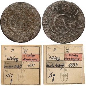 Gustaw II Adolf, Szeląg Elbląg 1631 i 1633 (2szt) - ex. KAŁKOWSKI