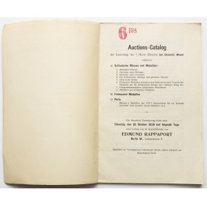 Katalog aukcji zbioru J. Benesch, Rappaport 1910 - ŚLĄSK