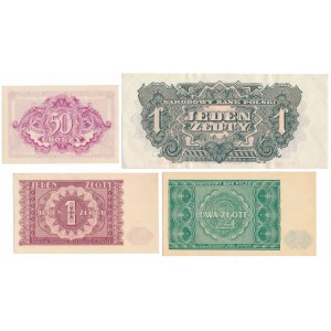 Zestaw banknotów polskich z lat 1944-1946 (4szt)