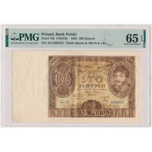 100 złotych 1932 +X+ w znaku wodnym - Ser.AO