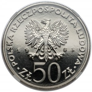 Próba NIKIEL 50 złotych 1981 Sikorski