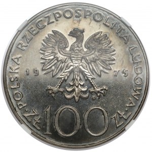 Próba NIKIEL 100 złotych 1975 Modrzejewska - duża głowa