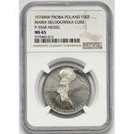 Próba NIKIEL 100 złotych 1974 Skłodowska-Curie - w lewo