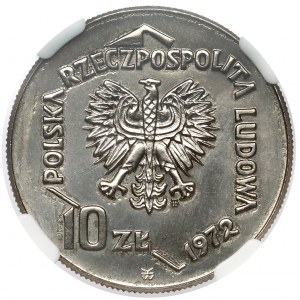 Próba NIKIEL 10 złotych 1972 Port w Gdyni - tło z deseniem