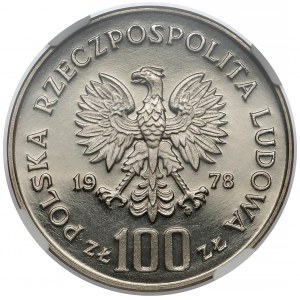 Próba NIKIEL 100 złotych 1978 Adam Mickiewicz - bez loczka