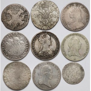 Austria, Francja, Niderlandy..., srebrne monety MIX (9szt)