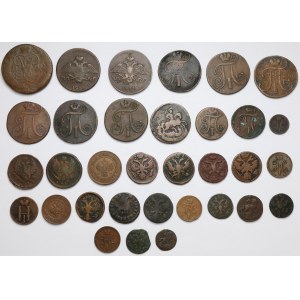 Rosja, zbiorek monet miedzianych, głównie XVIII-XIX wiek (33szt)