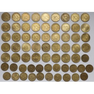 Deutsches Reich, 5 und 10 Pfennig - verschiedene Jahren und Münzstätten (64 Stücke)