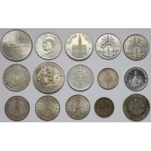 Azja, zestaw srebrnych monet MIX (15szt)