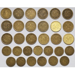 Weimarer Republik, 5 und 10 Pfennig 1924-1936 (31 Stücke)