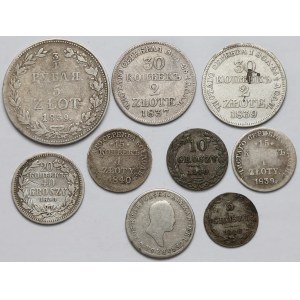 Zabory, 5 groszy - 5 złotych 1825-1850, zestaw (9szt)