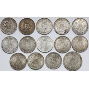 Österreich, Ungarn, Satz - Forint, Florin und Taler 1861-1892 (14 Stücke)