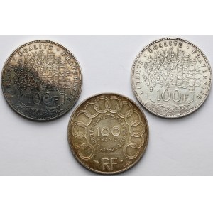 Francja, 100 franków 1982, 1983 i 1992 (3szt)