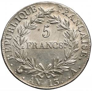 Francja, Napoleon Bonaparte, 5 franków AN 13 (1804) A, Paryż