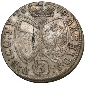 Austria, Leopold I, 3 krajcary 1678, Hall - przebitka z 1677