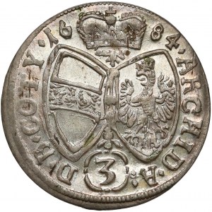 Austria, Leopold I, 3 krajcary 1684, Hall - piękne