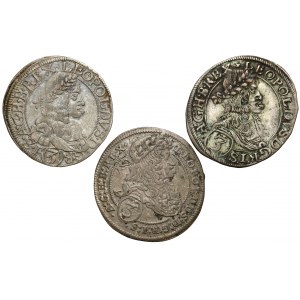 Österreich, Leopold I., 3 Kreuzer 1666, 1669 und 1694 (3 Stücke)