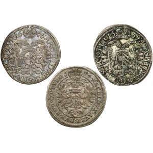 Österreich, Leopold I., 3 Kreuzer 1666, 1669 und 1694 (3 Stücke)