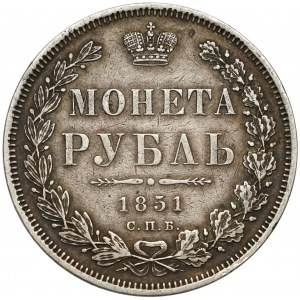Rosja, Mikołaj I, Rubel 1851 ПА, Perersburg