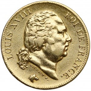 Francja, Ludwik XVIII, 40 franków 1818 W, Lille