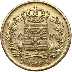 Francja, Ludwik XVIII, 40 franków 1818 W, Lille