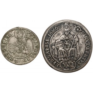 Österreich, Salzburg, 3 Kreuzer 1690 und 15 Kreuzer 1686 (2 Stücke)
