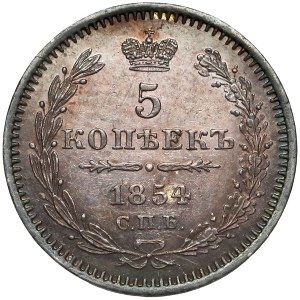 Rosja, Mikołaj I, 5 kopiejek 1854 HI, Petersburg